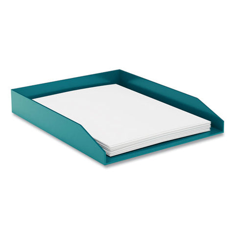 Front-load Stackable Plastic Document Tray, 1 Section, Letter Size Files, 9.8 X 12.24 X 1.75, Teal