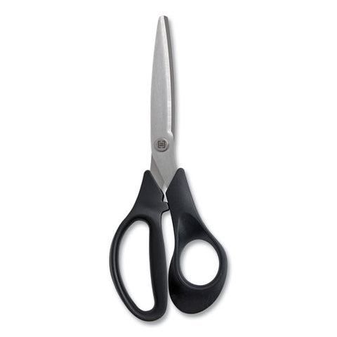 Stainless Steel Scissors, 7" Long, 2.64" Cut Length, Straight Black Handle