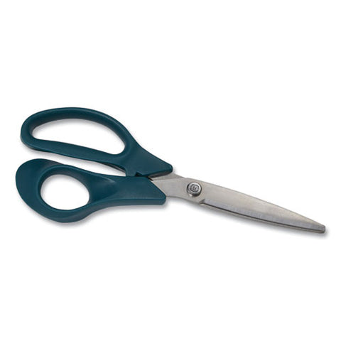 Stainless Steel Scissors, 8" Long, 3.58" Cut Length, Straight Green Handle