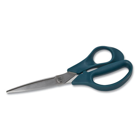 Stainless Steel Scissors, 8" Long, 3.58" Cut Length, Straight Green Handle