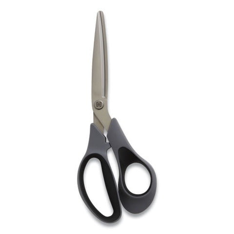 Non-stick Titanium-coated Scissors, 8" Long, 3.86" Cut Length, Offset Gray/black Handle, Gun-metal Gray Blades