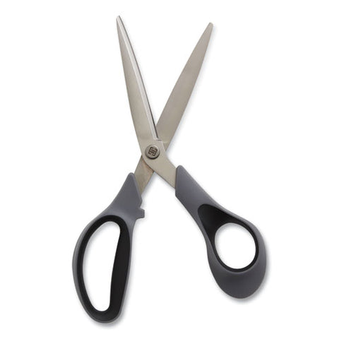 Non-stick Titanium-coated Scissors, 8" Long, 3.86" Cut Length, Offset Gray/black Handle, Gun-metal Gray Blades