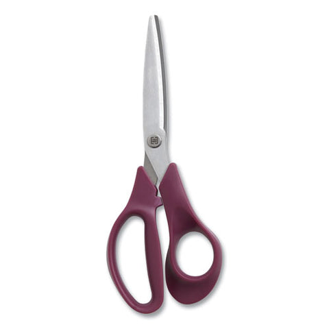 Stainless Steel Scissors, 8" Long, 3.58" Cut Length, Straight Purple Handle