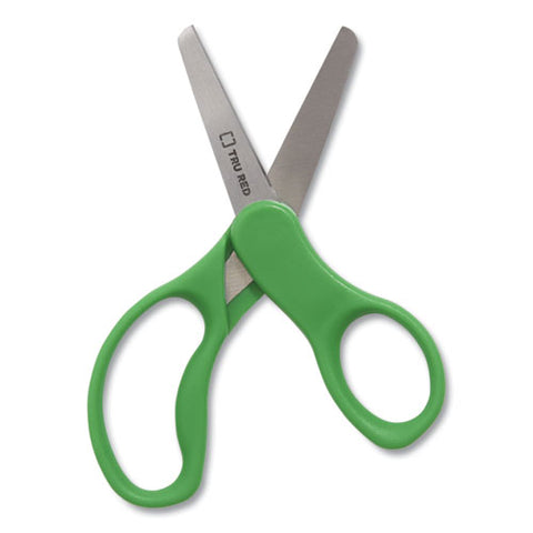 Kids' Blunt Tip Stainless Steel Safety Scissors, 5" Long, 2.05" Cut Length, Straight Green Handle