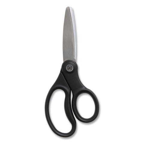 Ambidextrous Stainless Steel Scissors, 5" Long, 2.64" Cut Length, Straight Ergonomic Black Handle