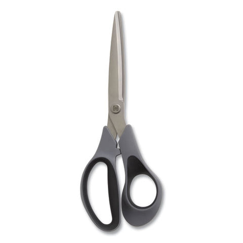 Non-stick Titanium-coated Scissors, 8" Long, 3.86" Cut Length, Straight Gray/black Handle, Gun-metal Gray Blades