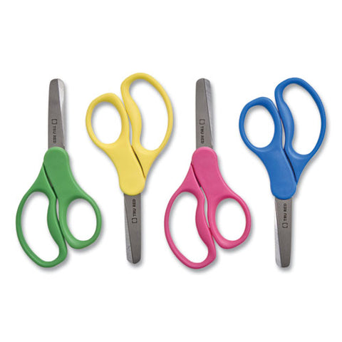 Kids' Blunt Tip Stainless Steel Safety Scissors, 5" Long, 2.05" Cut Length, Straight Assorted Color Handles, 24/pack