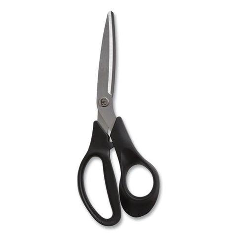 Stainless Steel Scissors, 8" Long, 3.58" Cut Length, Offset Black Handle