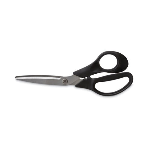 Stainless Steel Scissors, 8" Long, 3.58" Cut Length, Offset Black Handle