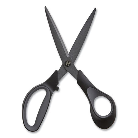 Non-stick Titanium-coated Scissors, 8" Long, 3.86" Cut Length, Straight Black/gray Handle, Charcoal Black Blades