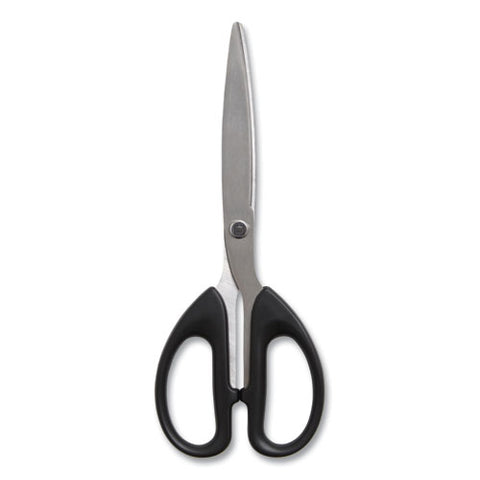 Ambidextrous Stainless Steel Scissors, 8" Long, 3.86" Cut Length, Straight Symmetrical Black Handle, 2/pack