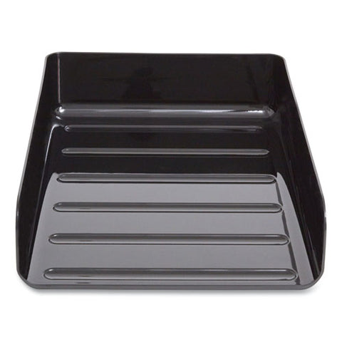 Front-load Stackable Plastic Document Tray, 1 Section, Letter-size, 9.81 X 12.56 X 3.01, Black, 2/pack