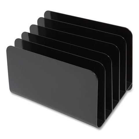 Plastic Incline Mail Sorter, 5 Sections, #6 1/4 To #16 Envelopes, 6.26 X 9.49 X 6.5, Black