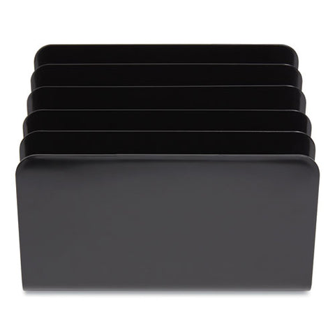 Plastic Incline Mail Sorter, 5 Sections, #6 1/4 To #16 Envelopes, 6.26 X 9.49 X 6.5, Black