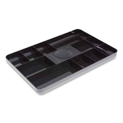 Shallow Plastic Drawer Organizer, 13 Compartments, 9.11 X 14.11 X 1.24, Black