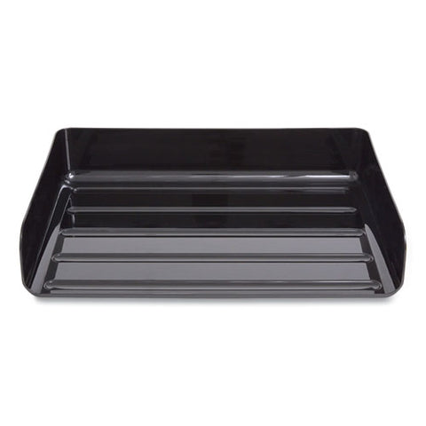 Side-load Stackable Plastic Document Tray, 1 Section, Legal-size, 15.06 X 9.72 X 3.01, Black, 2/pack