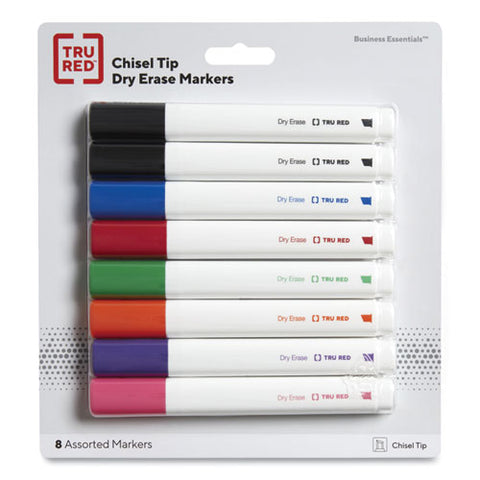 Dry Erase Marker, Tank-style, Medium Chisel Tip, Seven Assorted Colors, 8/pack