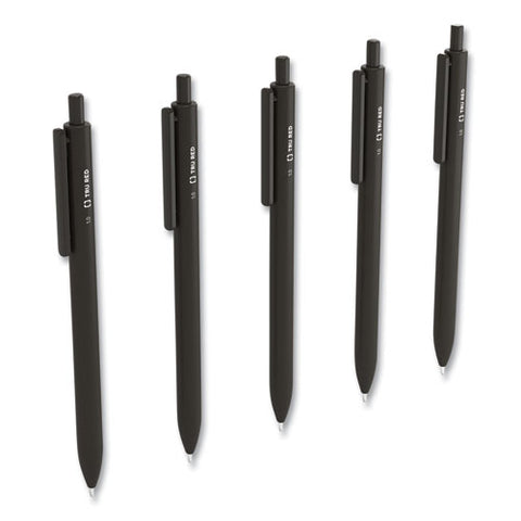 Quick Dry Gel Pen, Retractable, Bold 1 Mm, Black Ink, Black Barrel, 5/pack