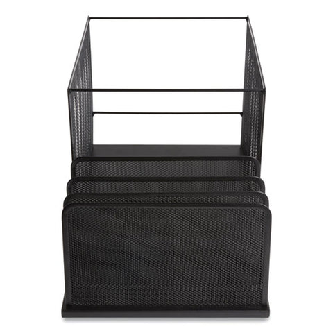 Wire Mesh Combination Organizer, Incline Sorter/hanging File, 4 Sections, Letter-size, 11.81 X 20.28 X 11.81, Matte Black