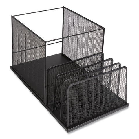 Wire Mesh Combination Organizer, Incline Sorter/hanging File, 4 Sections, Letter-size, 11.81 X 20.28 X 11.81, Matte Black