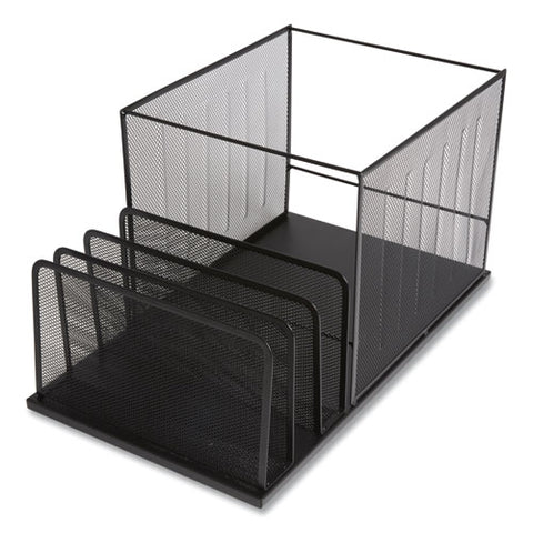 Wire Mesh Combination Organizer, Incline Sorter/hanging File, 4 Sections, Letter-size, 11.81 X 20.28 X 11.81, Matte Black