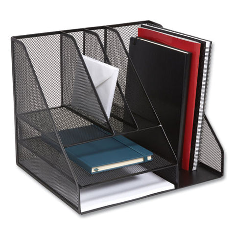 Wire Mesh Combination Organizer, Vertical/horizontal, 8 Sections, Letter-size, 12 X 12 X 13.97, Matte Black