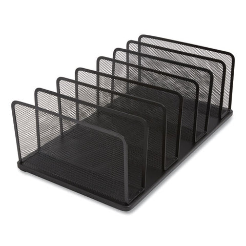 Wire Mesh Vertical Document Sorter, 7 Sections, Letter-size, 8.54 X 15.43 X 8.77, Matte Black