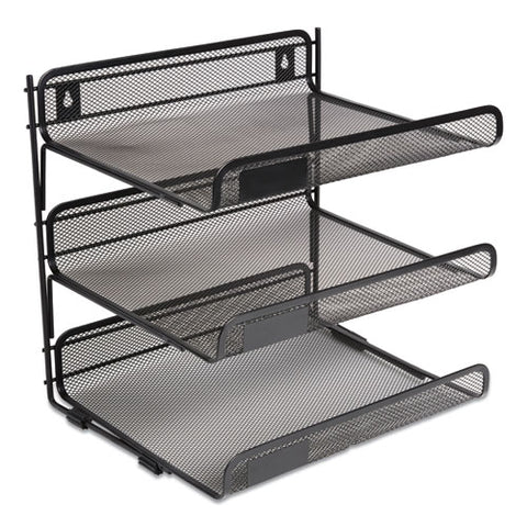 Side-load Open Design Wire Mesh Horizontal Document Organizer, 3 Sections, Letter-size, 13.78 X 11.22 X 13.38, Matte Black