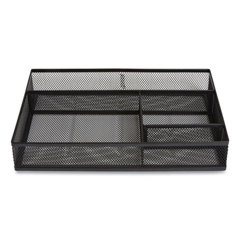 Mesh Drawer Organizer, Four Compartment, 13.58 X 9.45 X 2.2, Black