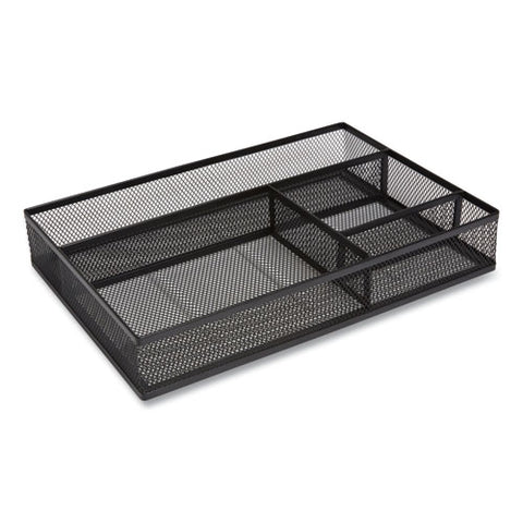 Mesh Drawer Organizer, Four Compartment, 13.58 X 9.45 X 2.2, Black