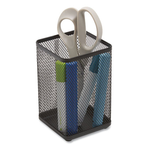 Wire Mesh Jumbo Pencil Holder, 4.33 X 4.33 X 6.69, Black