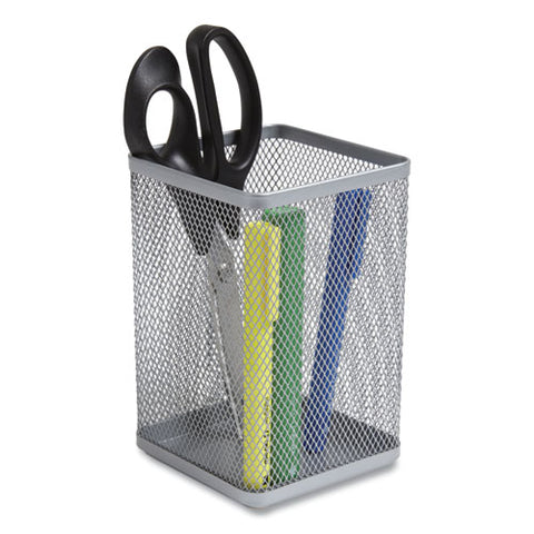 Wire Mesh Jumbo Pencil Holder, 4.33 X 4.33 X 6.69, Silver