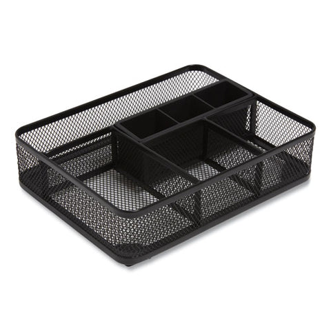 Mesh Drawer Organizer, Seven Compartment, 9.76 X 7.48 X 2.68, Black