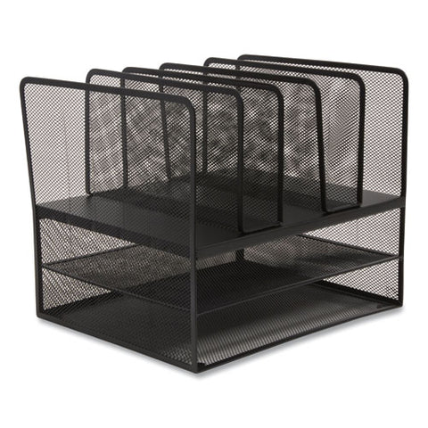 Wire Mesh Combination Organizer, Vertical/horizontal, 7 Sections, Letter-size, 11.22 X 13.23 X 11.34, Matte Black