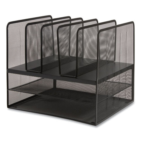 Wire Mesh Combination Organizer, Vertical/horizontal, 7 Sections, Letter-size, 11.22 X 13.23 X 11.34, Matte Black