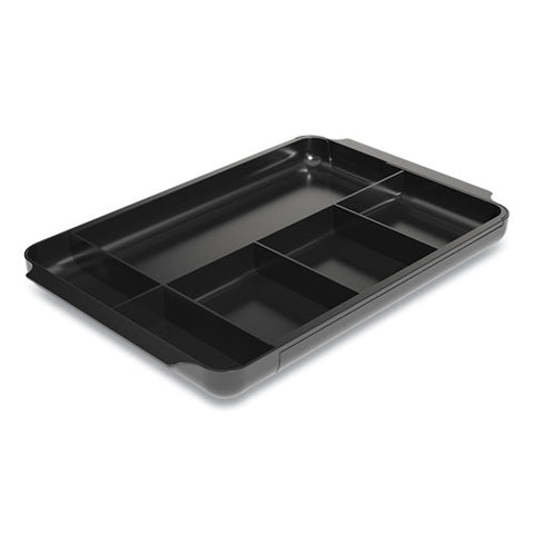 Seven-compartment Expandable Plastic Drawer Organizer, 12.8 X 8.5 X 1.34, Black