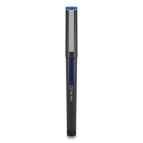 Roller Ball Pen, Stick, Fine 0.5 Mm, Blue Ink, Black/blue/clear Barrel, Dozen