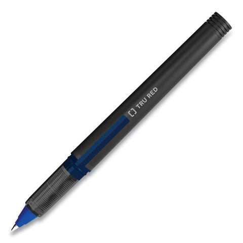 Roller Ball Pen, Stick, Fine 0.5 Mm, Blue Ink, Black/blue/clear Barrel, Dozen