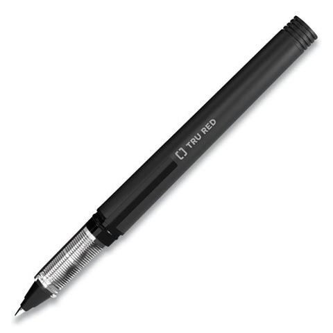 Roller Ball Pen, Stick, Fine 0.5 Mm, Black Ink, Black/clear Barrel, Dozen