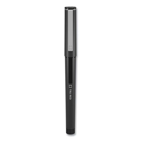 Roller Ball Pen, Stick, Fine 0.5 Mm Needle Tip, Black Ink, Black/clear Barrel, Dozen