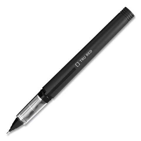 Roller Ball Pen, Stick, Fine 0.5 Mm Needle Tip, Black Ink, Black/clear Barrel, Dozen