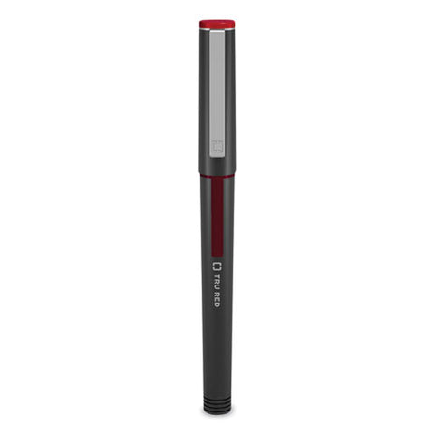 Roller Ball Pen, Stick, Fine 0.5 Mm, Red Ink, Black/red/clear Barrel, Dozen