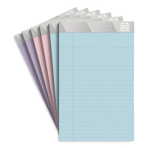 Notepads, Narrow Rule, 50 Assorted Pastel-color 5 X 8 Sheets, 6/pack