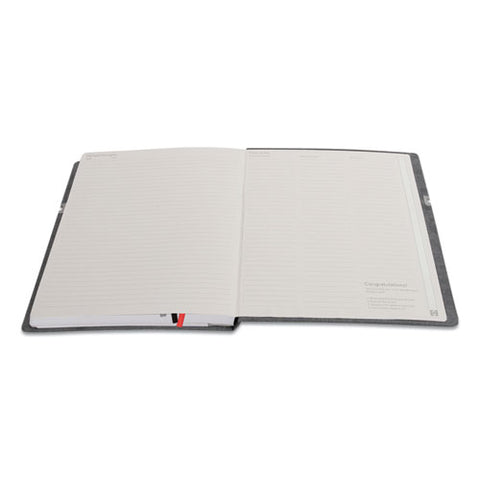 Large Mastery Journal With Pockets, 1-subject, Narrow Rule, Charcoal/red Cover, (192) 10 X 8 Sheets