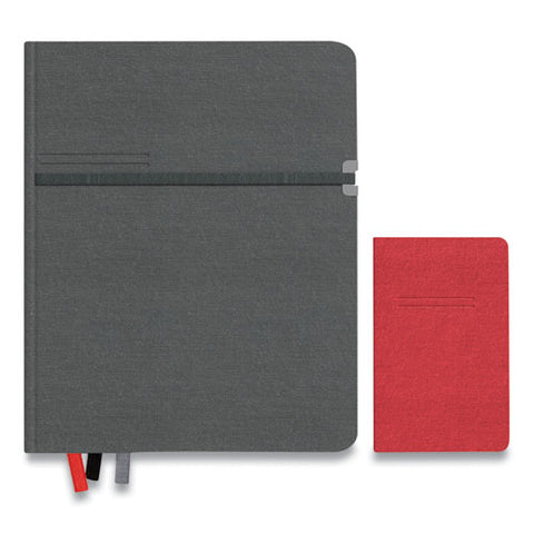 Large Mastery Journal With Pockets, 1-subject, Narrow Rule, Charcoal/red Cover, (192) 10 X 8 Sheets