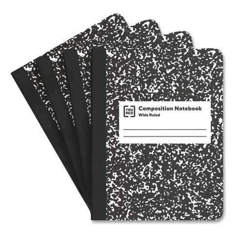 Composition Notebook, Wide/legal Rule, Black Marble Cover, (100) 9.75 X 7.5 Sheets, 4/pack