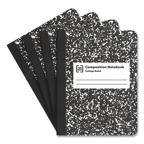 Composition Notebook, Medium/college Rule, Black Marble Cover, (100) 9.75 X 7.5 Sheets, 4/pack