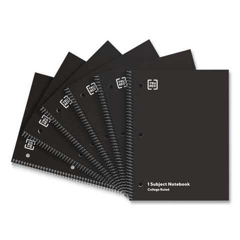 One-subject Notebook, Medium/college Rule, Black Cover, (70) 10.5 X 8 Sheets, 6/pack