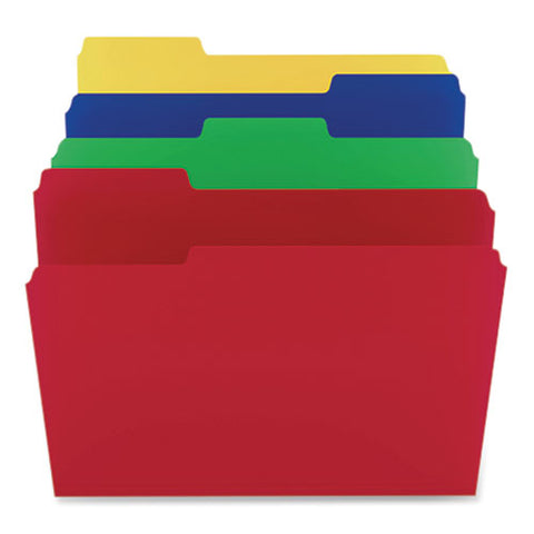 Heavyweight Plastic File Folders, 1/3-cut Tabs: Assorted, Letter Size, Assorted Colors, 24/pack