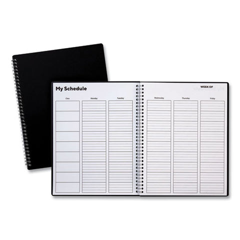 Weekly Teacher Planner, Two-page Spread (nine Classes), 11 X 8.5, Black Cover